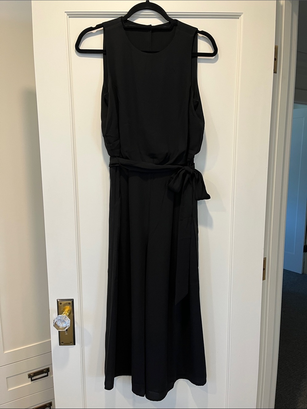 Vince Camuto Black Sleeveless Tie-Waist Jumpsuit